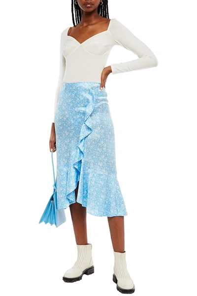 Ganni Leopard-print Stretch-silk Satin Midi Skirt In Multi