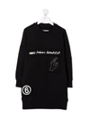 Mm6 Maison Margiela Teen Logo-print Cotton Sweatshirt Dress In Black
