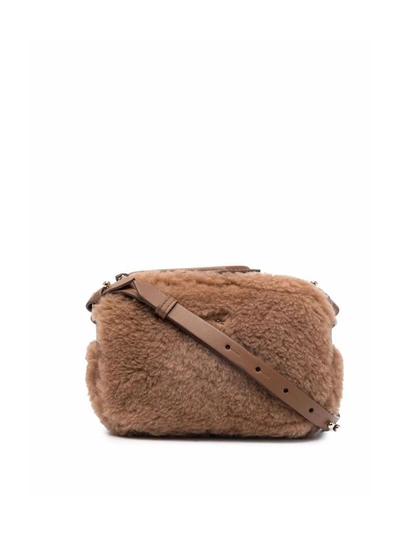 Max Mara Camy Camel Wool And Silk-blend Cross-body Bag In Brown