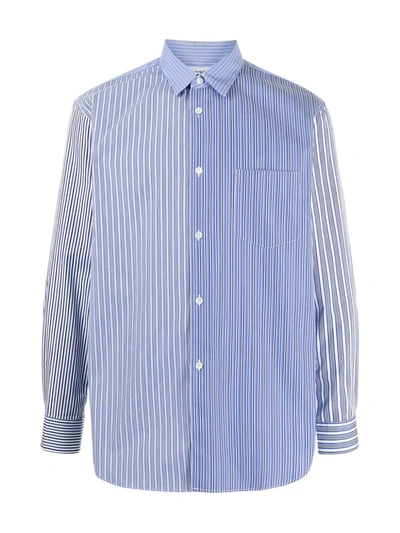 Comme Des Garçons Shirt Two-tone Striped Cotton Shirt In Blue