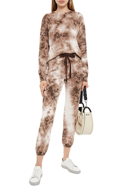Stateside Tie-dyed Micro Modal-blend Fleece Track Trousers In Brown