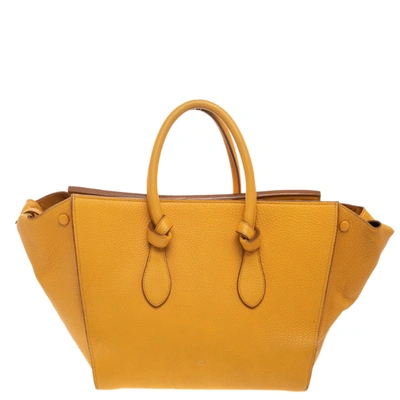 Pre-owned Celine Yellow Leather Small Tie Tote