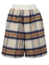 NATASHA ZINKO CHECK PRINT WOOL BLEND SHORTS BEIGE,667E9E71-D5AC-41E8-9E32-092BAC30C55B