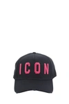 Dsquared2 Black Cotton Hat With Logo Print In Black