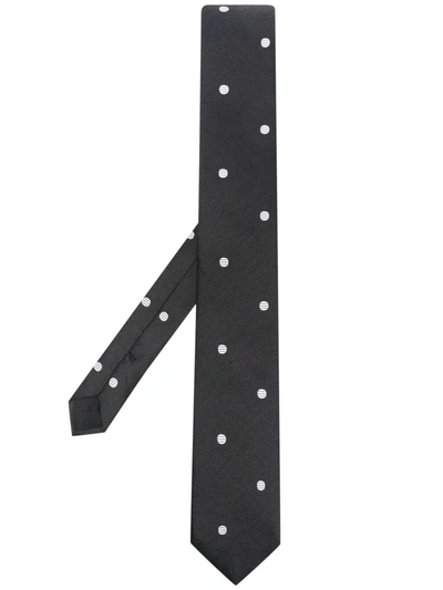 Saint Laurent 5cm Polka-dot Silk-jacquard Tie In Black