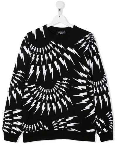 Neil Barrett Kids' Black Sweatshirt For Boy With Thunders