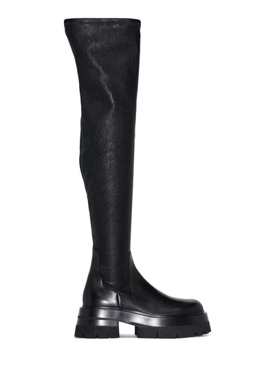 Versace Leonidas Thigh-high Boots, Female, Black, 40 In Nero