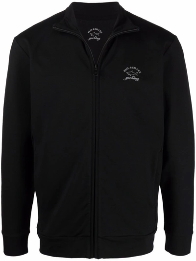PAUL & SHARK LOGO-PRINT ZIP-UP COTTON BLEND SWEATSHIRT