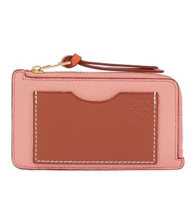 Loewe Repeat Textured And Smooth Leather Cardholder In Blossom Tan