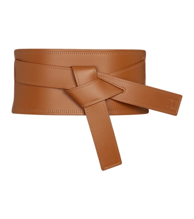 Loewe Gate Knotted Leather Waist Belt In Brown