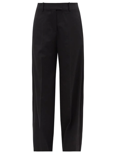 Attico High-rise Pleated Wool-blend Barrel-leg Trousers In Black