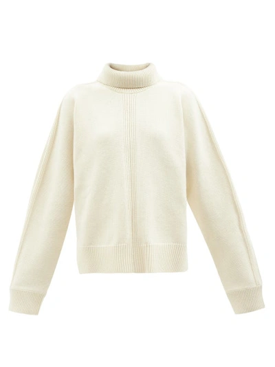 Jil Sander Slit-back Roll-neck Wool-blend Sweater In Beige