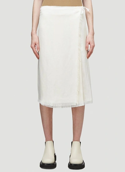 Marni Frayed-detail Mid-length Skirt In White