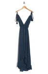 Boho Me Open Back Plunge Neck Ombre Halter Dress In Midnight