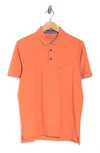 Tailor Vintage Airotec Stretch Slub Jersey Short Sleeve Polo In Burnt Sienna