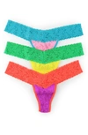 Hanky Panky Low Rise Lace Thongs In Schf-tano/ Zesy-vgre/