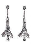 Eye Candy Los Angeles Eiffel Tower Cz Drop Earrings In Silver