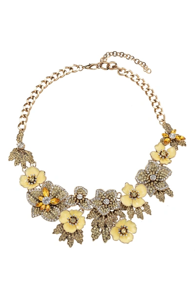 Eye Candy Los Angeles Charlotte Yellow Flower Statement Necklace In Silver And Yellow