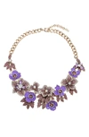EYE CANDY LOS ANGELES CHARLOTTE CRYSTAL PAVE LAVENDER STATEMENT NECKLACE