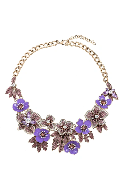 Eye Candy Los Angeles Charlotte Crystal Pave Lavender Statement Necklace In Gold And Lavendar