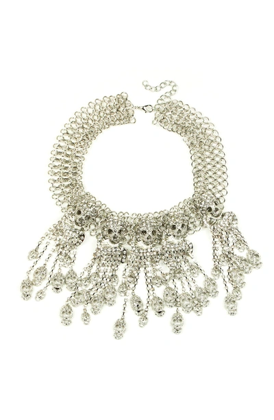 Eye Candy Los Angeles Luna Skull Statement Necklace In Silver