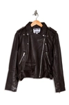 Walter Baker Liz Leather Crop Moto Jacket In Mocha