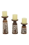 Willow Row Natural Brown Mango Wood Candle Holder In Brown