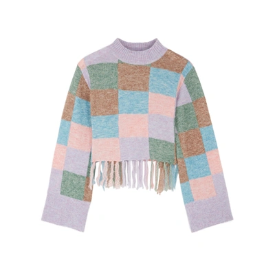 Alemais Fringed Wool-blend Patchwork Jumper In Multi