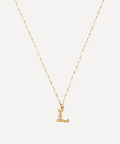 Alex Monroe 18ct Gold Teeny Tiny Floral Letter L Alphabet Pendant Necklace