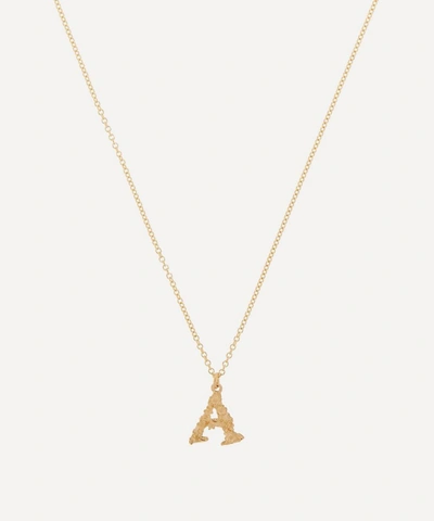 Alex Monroe 18ct Gold Teeny Tiny Floral Letter A Alphabet Pendant Necklace