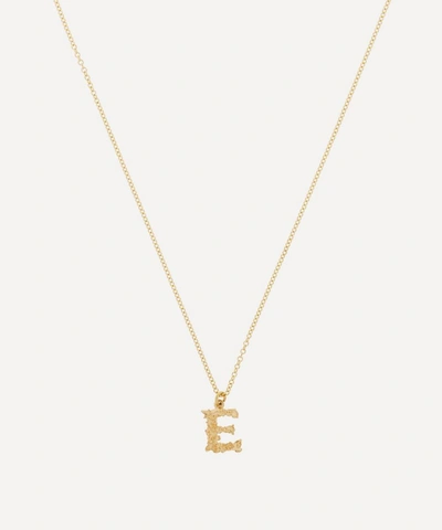 Alex Monroe 18ct Gold Teeny Tiny Floral Letter E Alphabet Pendant Necklace