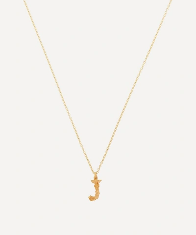 Alex Monroe 18ct Gold Teeny Tiny Floral Letter J Alphabet Pendant Necklace
