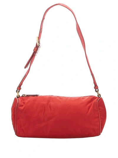 Pre-owned Prada Zipped Rectangle-shaped Shoulder Bag In Red