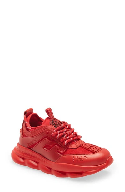 Versace Teen Greca-pattern Low-top Sneakers In Red