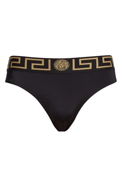 Versace Logo Nylon Swim Briefs In Black