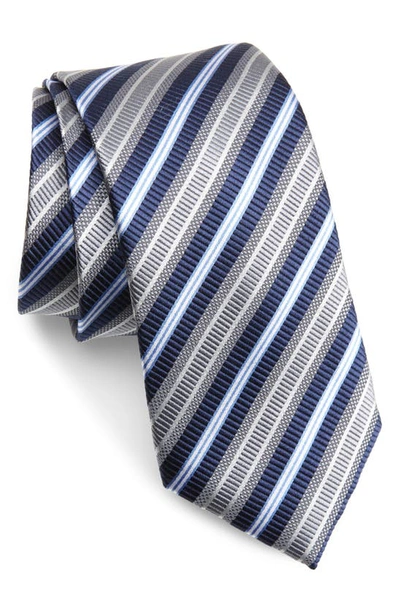 Nordstrom Stripe Silk Tie In Silver