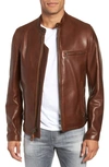Schott Cafe Racer Oil Tanned Cowhide Leather Moto Jacket In Brown