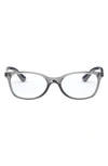Ray Ban Kids' 49mm Rectangular Optical Glasses In Grey/ Transparent Grey