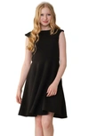 Un Deux Trois Kids' Girl's Textured Cap Sleeve Dress In Black