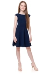 Un Deux Trois Kids' Cap Sleeve Dress In Blue