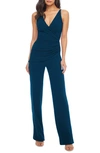 Dress The Population Sam Ruched Jumpsuit In Blue
