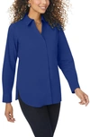 Foxcroft Kylie Non-iron Cotton Button-up Shirt In Glacial Blue