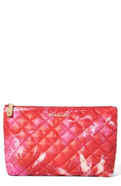 Mz Wallace Zoey Quilted Nylon Cosmetics Case In Magenta Acid