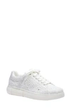 Kate Spade Embroidered Faux Leather Sneakers In Optic White Leather
