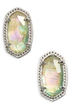 Kendra Scott Ellie Oval Stud Earrings In Rhodium Iridescent Abalone
