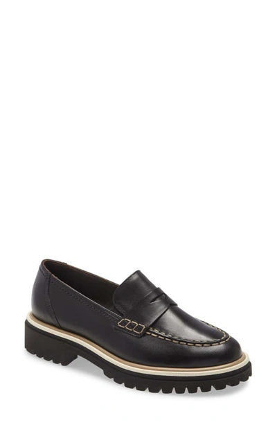 Paul Green Women's Justine Lug Loafer Flats In Black Leather