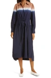APIECE APART ZABETA DIP DYE LONG SLEEVE ORGANIC COTTON SHIRTDRESS,2273DSP-N