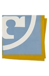 Tory Burch Colorblock Logo Silk Square Scarf In Bonsai Green