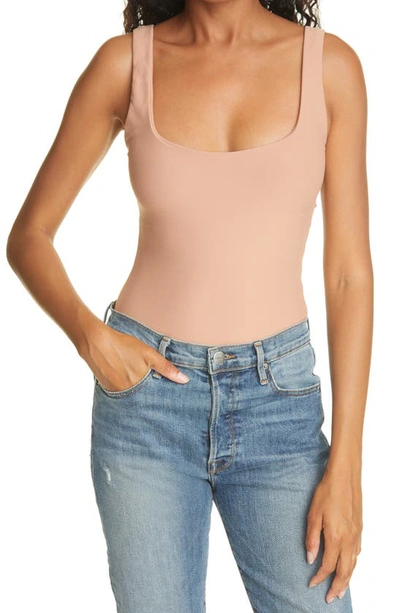 Alix Nyc Mott Scoop Neck Thong Bodysuit In Latte