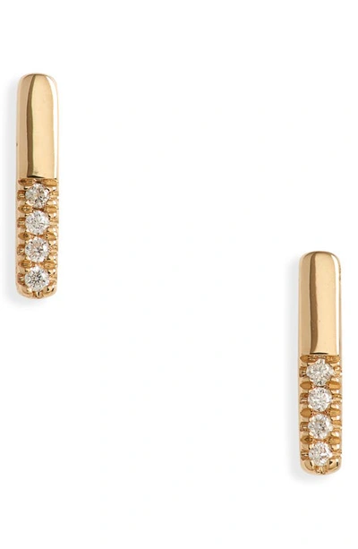 Dana Rebecca Designs Sylvie Pavé Diamond Bar Stud Earrings In Yellow Gold
